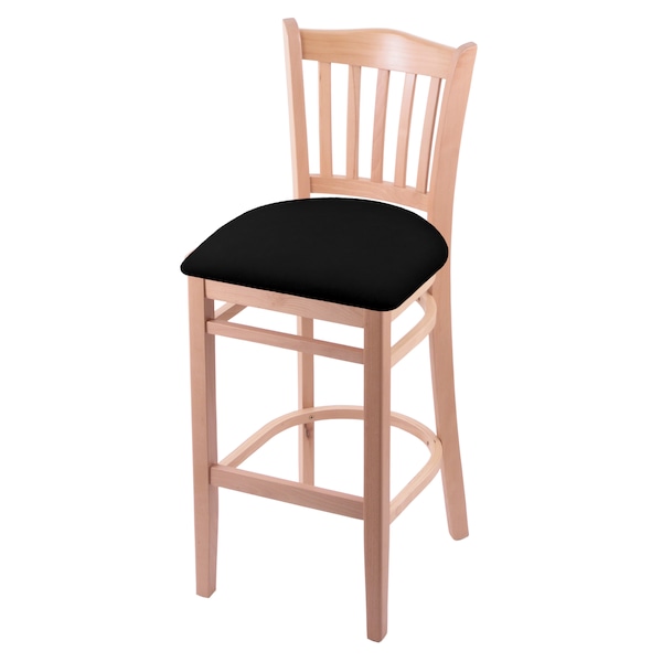 25" Counter Stool, Natural Finish, Black Vinyl Seat